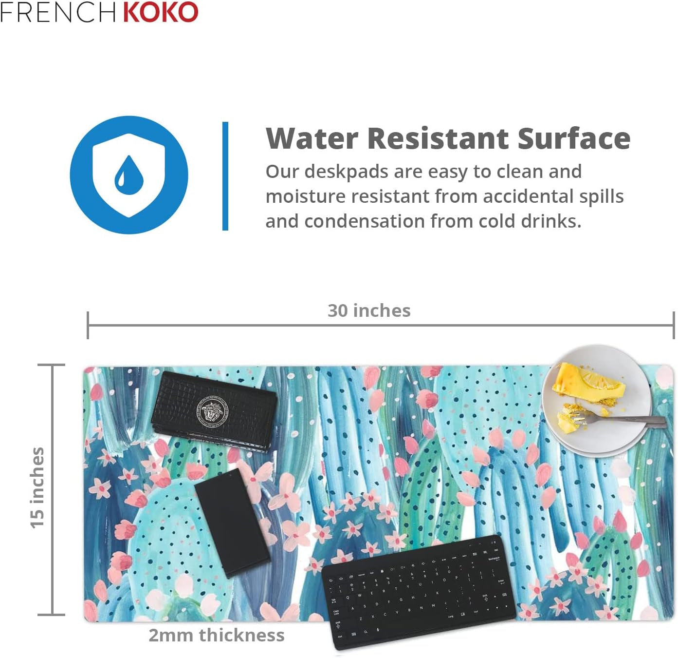 Large Mouse Pad Long Desk Mat Keyboard Pad Desktop Accessories Home School College Decor Supplies Pretty Extended Mousepad Big Office Essentials Women Girls XL Plant Pink Green Cute Cactus